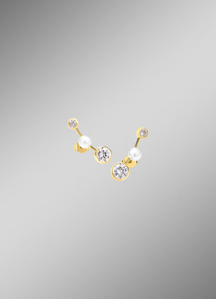 Tolle Ohrstecker mit Süßwasser-Zuchtperlen und Zirkonia 