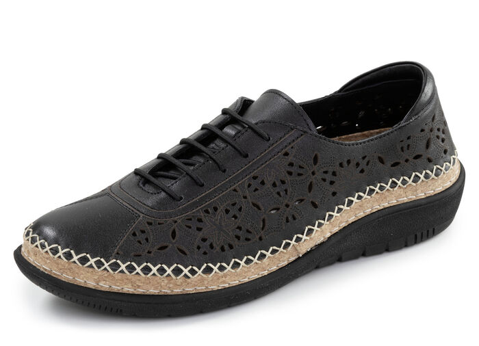 ELENA EDEN, sommerliche Damen-Schn&uuml;rschuhe, Weite H, mit herausnehmbarem Fu&szlig;bett SCHWARZ