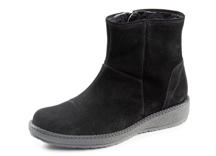 Waldläufer, gefütterte Damen-Boots, Winterschuhe, Weite H, mit Lammfell SCHWARZ