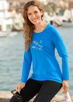 Shirt mit Strasszier im Vorderteil ROYALBLAU