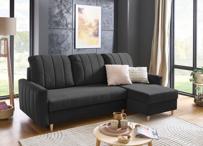 Polsterecke mit Bettfunktion und Bettkastenn ANTHRAZIT