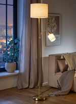 Stehleuchte mit strukturiertem Stoff-Lampenschirm 