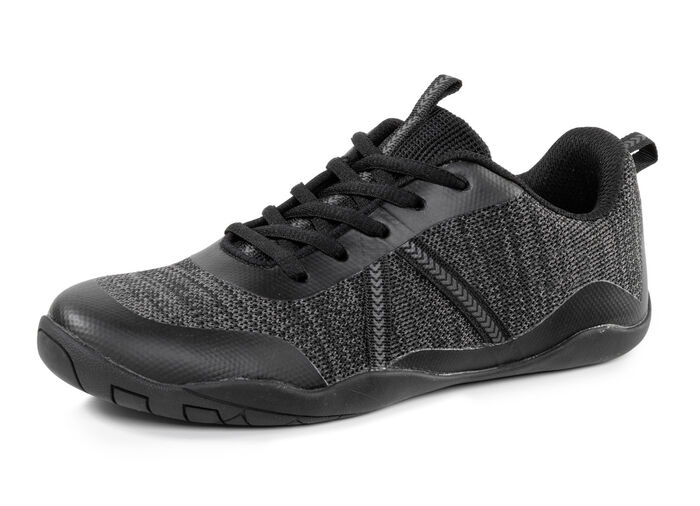 Barfußschuh aus Textilmaterial mit Synthetik-Besätzen SCHWARZ-GRAU