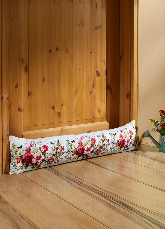 Zugluftrolle mit Blumen-Motiv 