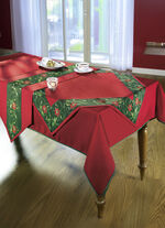 Traditionelle Tisch- und Raumdekoration mit Ilexzweig-Motiven ROT-GR&Uuml;N-GOLD