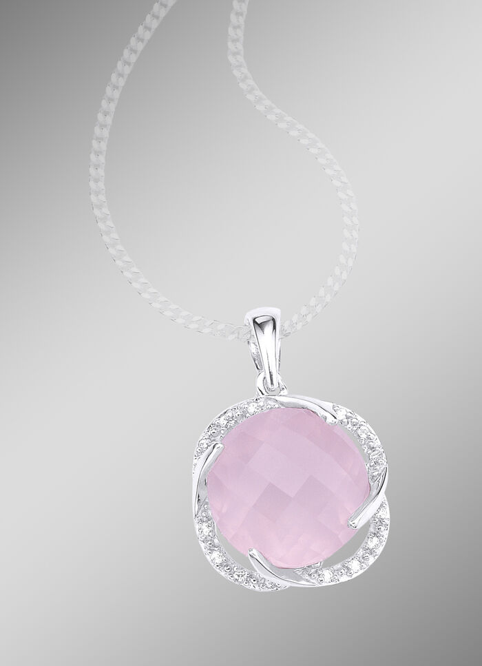 Anhänger mit Rosenquartz und Weißtopas 