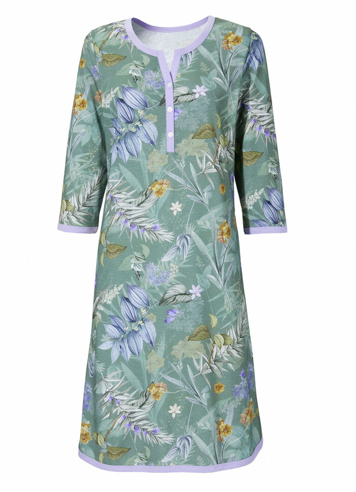 Nachthemd, 3/4 lange Ärmel mit Serafino-Ausschnitt 