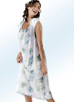 Nachthemd, Kurzarm mit Rundhals WEISS-TÜRKIS