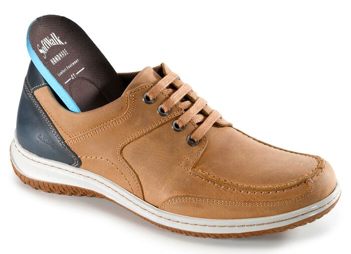 Schn&uuml;rschuhe mit Kontrast-Bes&auml;tzen 