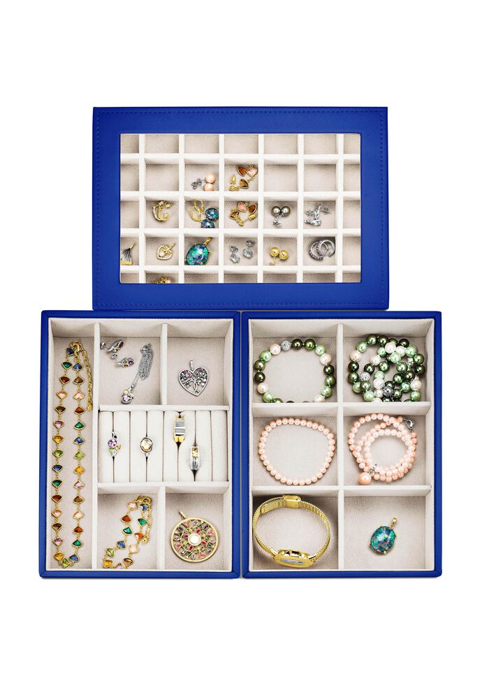 Schmuckkoffer aus Kunstleder mit Samtinnenfutter 