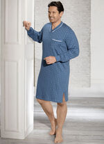 Nachthemd mit V-Ausschnitt und Brusttasche INDIGOBLAU