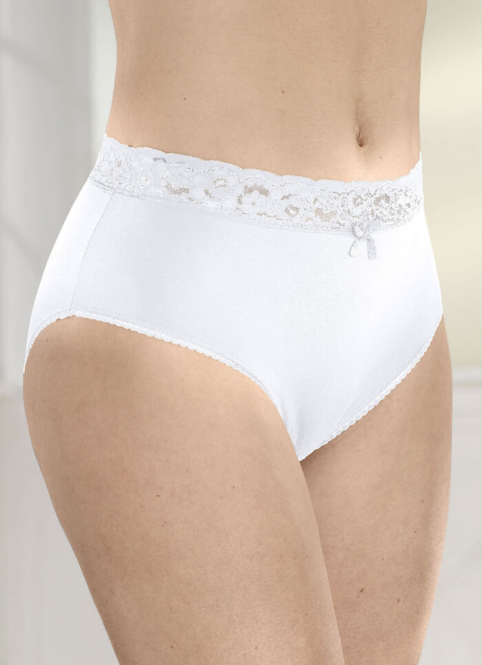 Viererpack Slips mit elastischem Spitzenbund 