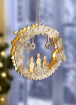 Beleuchtetes Fensterbild aus Holz 