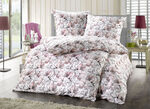 Baumwoll Bettw&auml;sche-Garnitur mit Magnolien-Dessin 