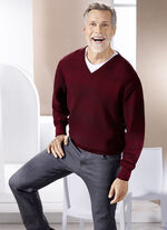 V-Pullover mit Strukturdessin in 3 Farben BORDEAUX