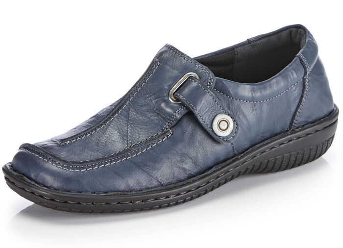 ELENA EDEN, bequeme Damen-Slipper, Weite G, mit herausnehmbarem Fußbett MARINE