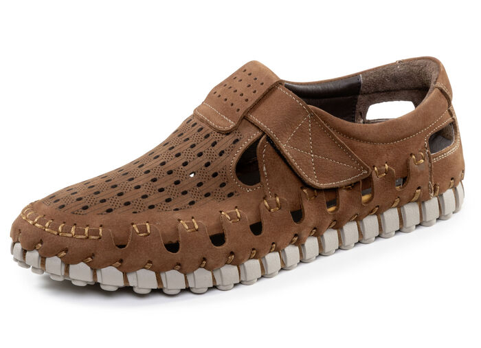 Sommerliche Herren-Slipper, mit herausnehmbarem Fu&szlig;bett BRAUN