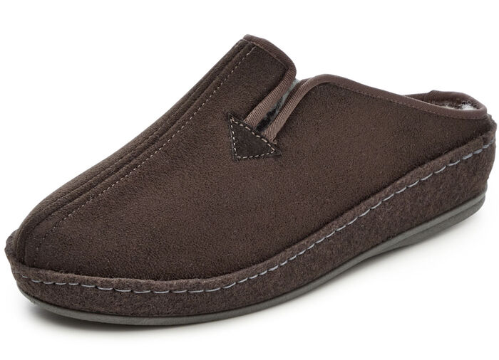 Atmungsaktive Herren-Hausschuhe, mit Schurwolle BRAUN