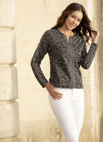 Blusenjacke mit Glanz-Besatz 