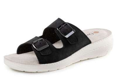 Zweierpack Pantoletten aus Nubuk- und Nappasynthetik 