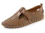 Gemini, sommerliche Damen-Slipper, Weite G, mit herausnehmbarem Fu&szlig;bett COGNAC