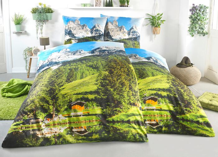 Satin Bettw&auml;sche-Garnitur mit Rei&szlig;verschluss 