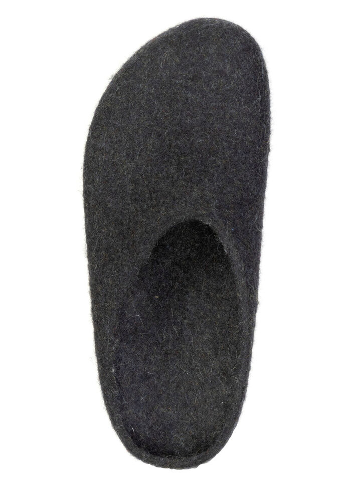 Edle Damen-Hausschuhe, Weite G, aus Schurwolle, nahtlos handgefilzt GRAFIT