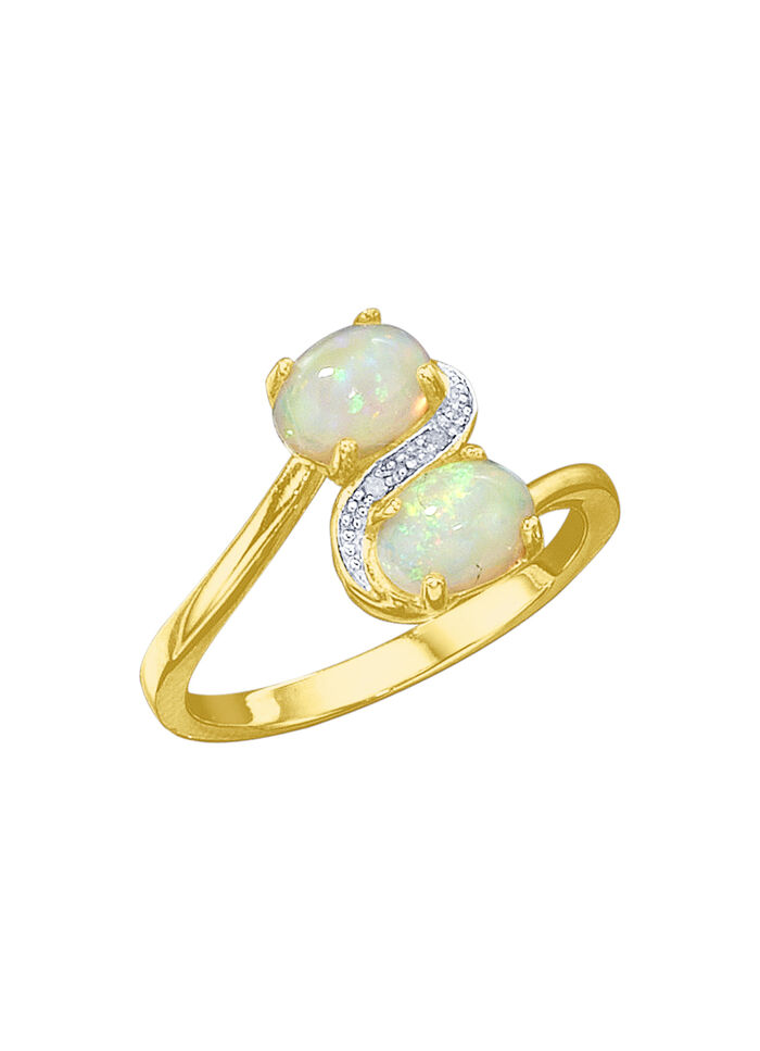 Damenring mit echten Opalen und Diamanten 
