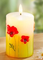 LED-Echtwachskerze, 2er-Set CREME-ROT