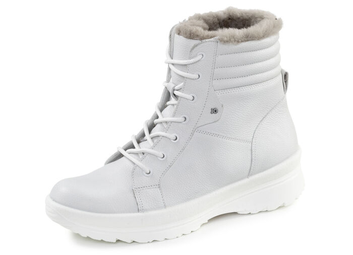 Schnür-Bootie aus echtem Lammfell EISGRAU