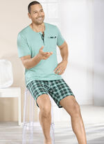 Dreiteiliges Shorty mit Knopfleiste und Brusttasche 