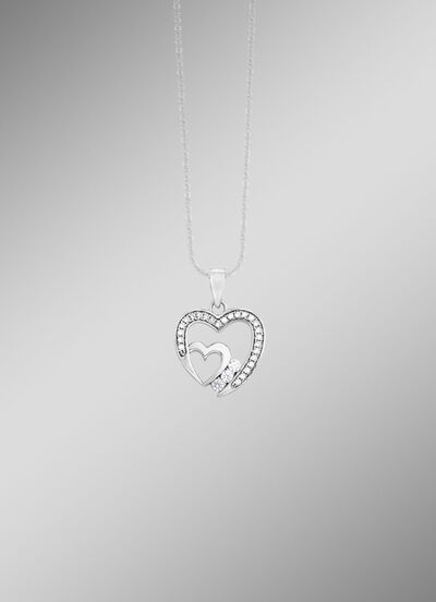 Herz-Anhänger mit Zirkonia 