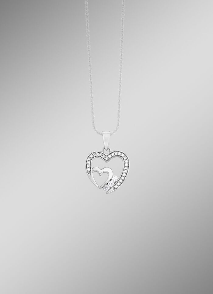 Herz-Anhänger mit Zirkonia 