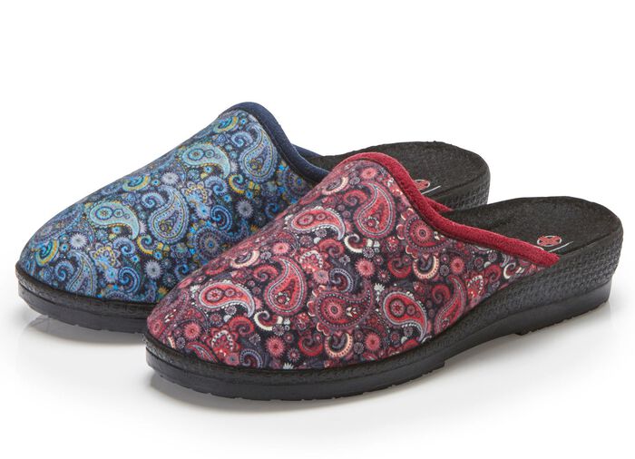 Zweierpack Pantoffeln mit gepolstertem Futter 1x BORDEAUX 1x BLAU