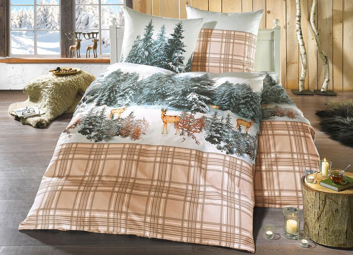 Feinbiber Bettw&auml;sche-Garnitur aus 100% Baumwolle 