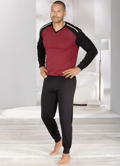 Zweierpack Schlafanzüge mit V-Ausschnitt und Bündchenabschlüssen  