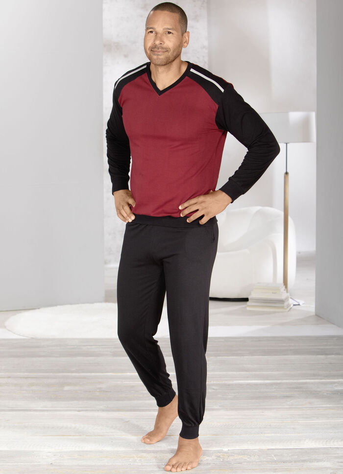 Zweierpack Schlafanzüge mit V-Ausschnitt und Bündchenabschlüssen  