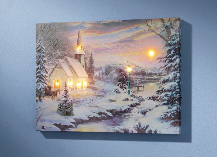 Batteriebetriebenes LED-Bild mit Winterlandschaft 