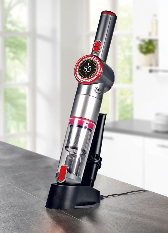 2-in-1 Akku-Hand- und Bodenstaubsauger "MX14 max" mit umfangreichem Zubeh&ouml;r SILBER-ROT