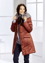 Kurzmantel mit abnehmbarem Kunstpelz-Besatz 