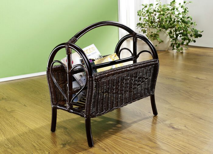 Zeitungsständer aus Rattangeflecht BRAUN