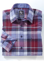 "King's Road"-Flanellhemd in 6 Farben WEINROT-BORDEAUX-BLAU KARIERT