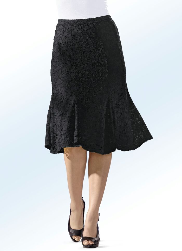 6-Bahnenrock aus edler Spitze SCHWARZ