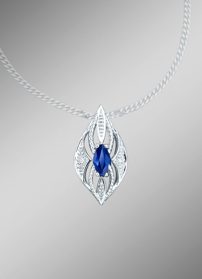Anhänger mit Brillanten und echter blaue Safir 