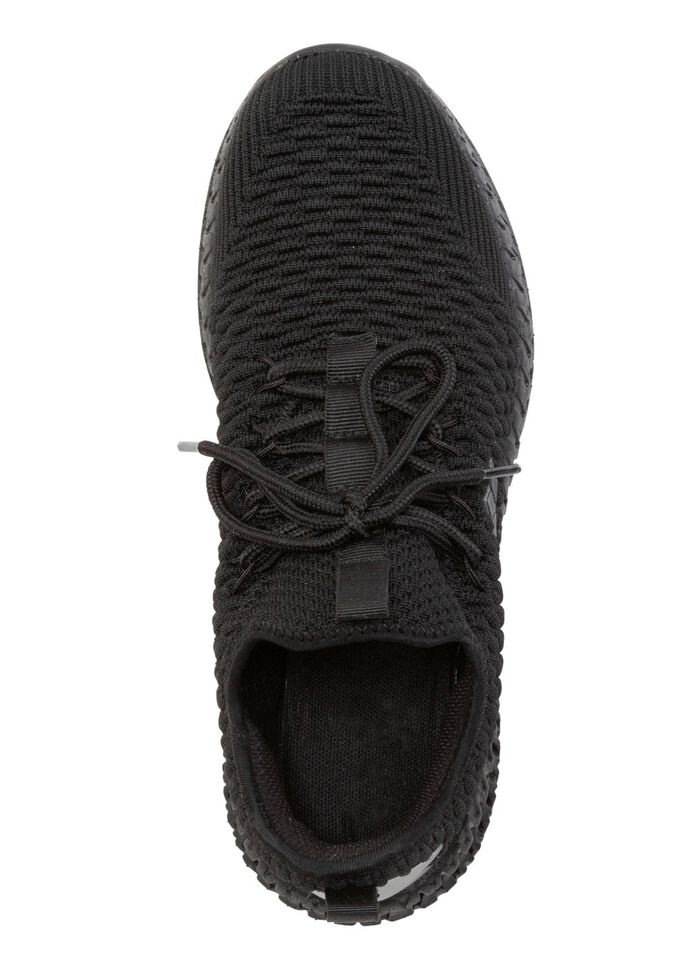 Schn&uuml;r-Sneaker aus strukturiertem Textilmaterial SCHWARZ