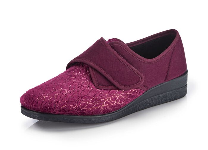 Laurina, klassische Damen-Klettschuhe, mit elastischem Samt BORDEAUX