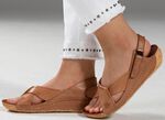 Gemini, bequeme Damen-Sandalen, Weite G, mit Gummizug COGNAC