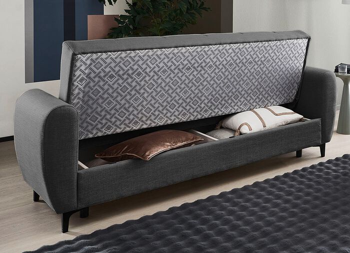 Frei im Raum aufstellbare Polsterm&ouml;bel mit Bettfunktion ANTHRAZIT