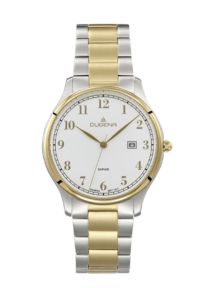 Dugena-Quartz-Herrenuhr mit Edelstahlbandgehäuse 