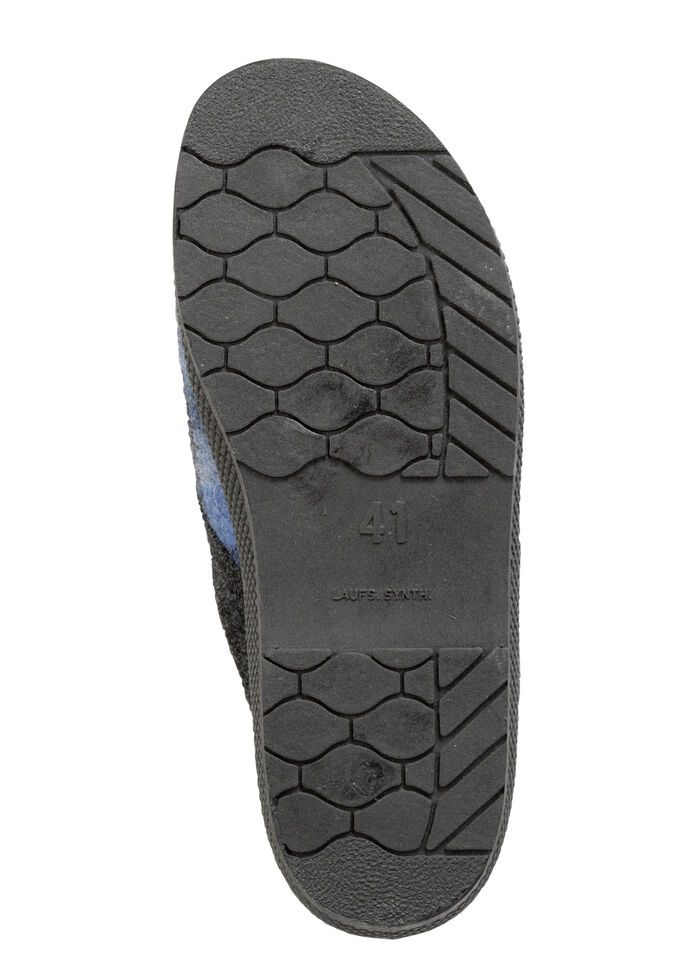Pantoffel aus kariertem Textilmaterial BLAU-GRAU